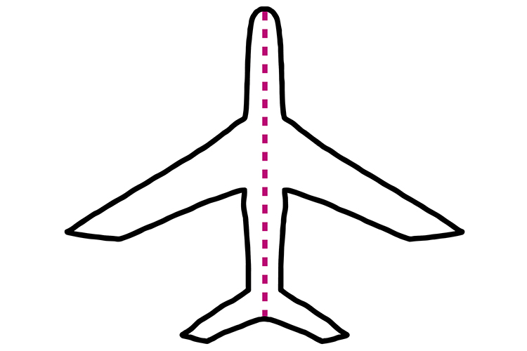 Most aeroplanes are symmetrical if you half it down the middle